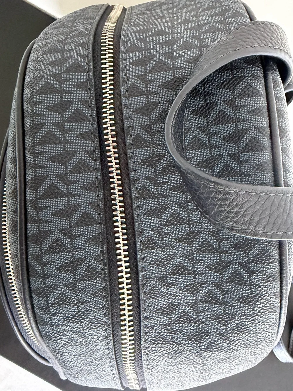 Michael Kors Signature Logo Backpack Navy Blue Coated Canvas